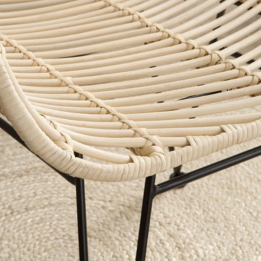 Banak Lack Chaise en rotin naturel et métal