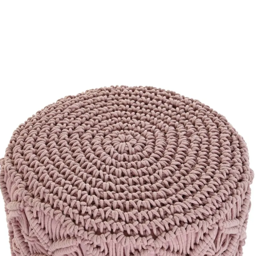 Banak Larta Pouf rond en coton et bois