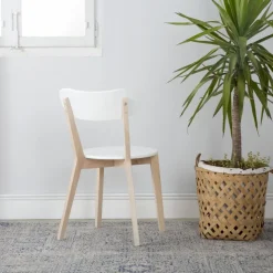Banak Lavia Silla de madera blanca y natural