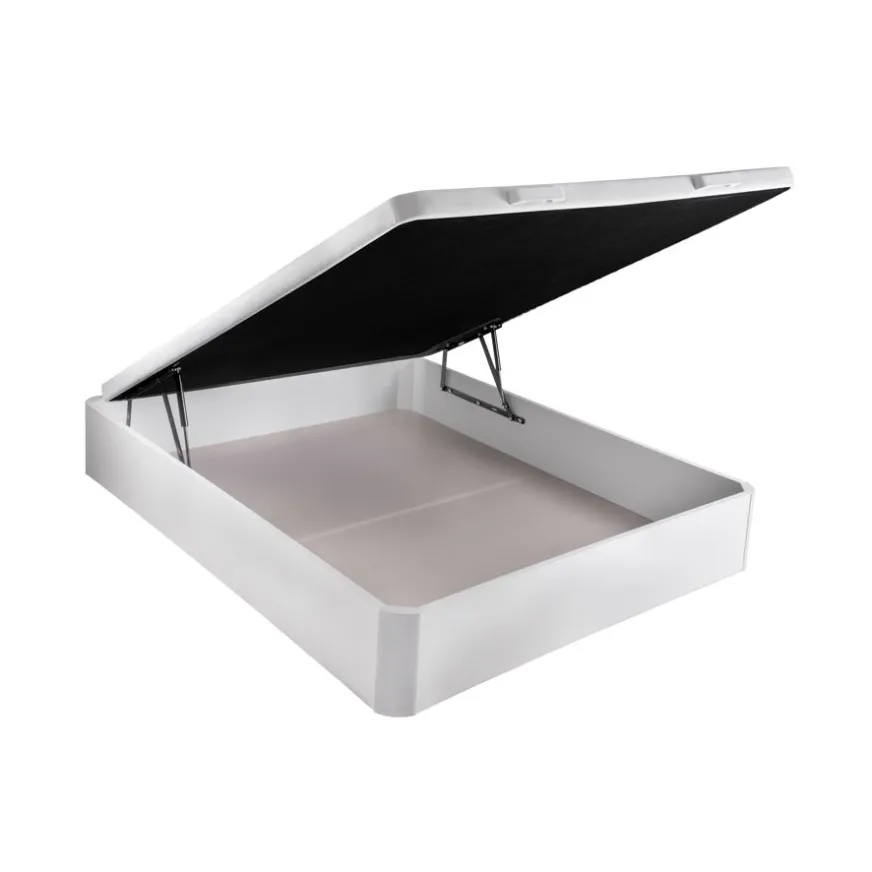 Banak Leyre Lit coffre en bois avec sommier rembourrée 3d