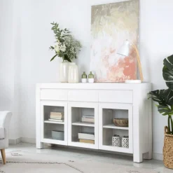 Banak Liland Buffet étroit laqué en blanc