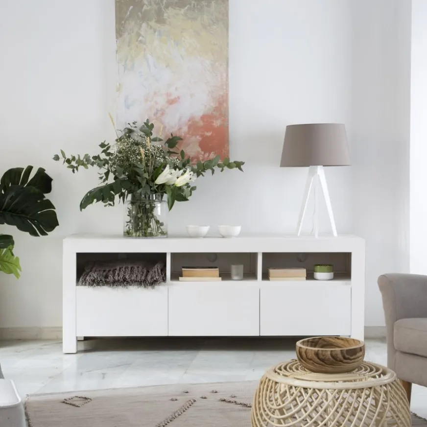 Banak Liland Meuble tv laqué en blanc