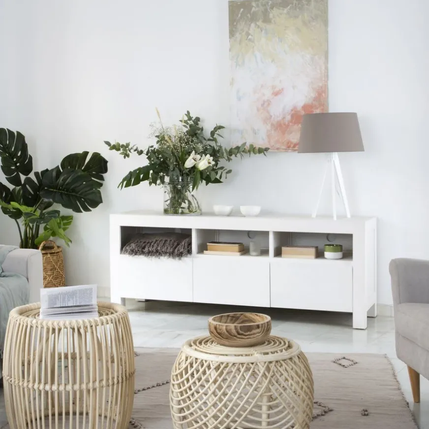 Banak Liland Meuble tv laqué en blanc