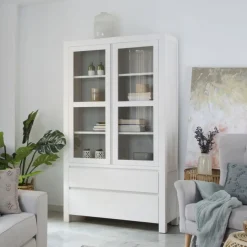 Banak Liland Vitrine en bois laqué blanc