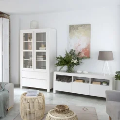 Banak Liland Vitrine en bois laqué blanc