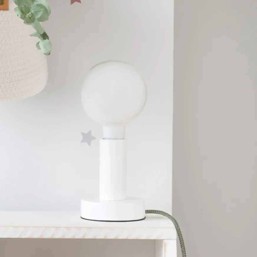 Enfant Banak Lille Lampe de table blanche-câble vert