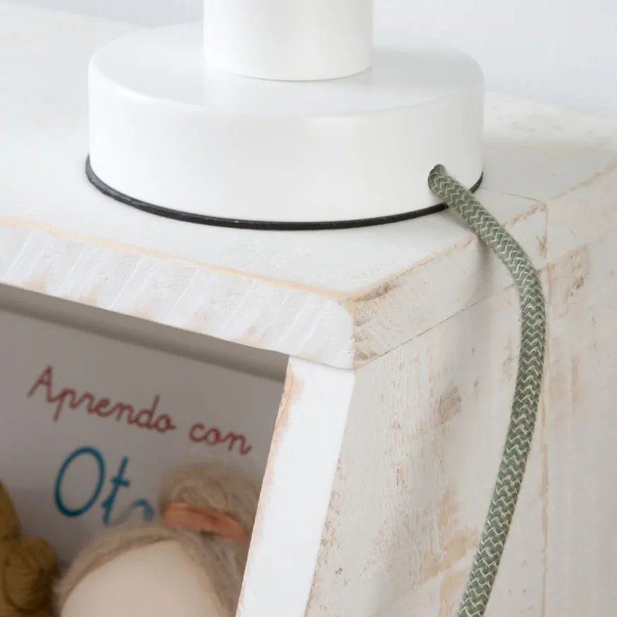 Enfant Banak Lille Lampe de table blanche-câble vert