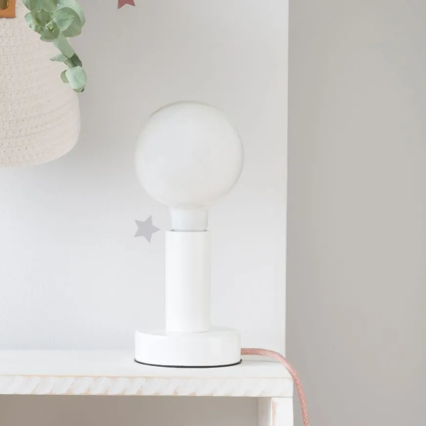 Enfant Banak Lille Lampe de table blanche-câble rose
