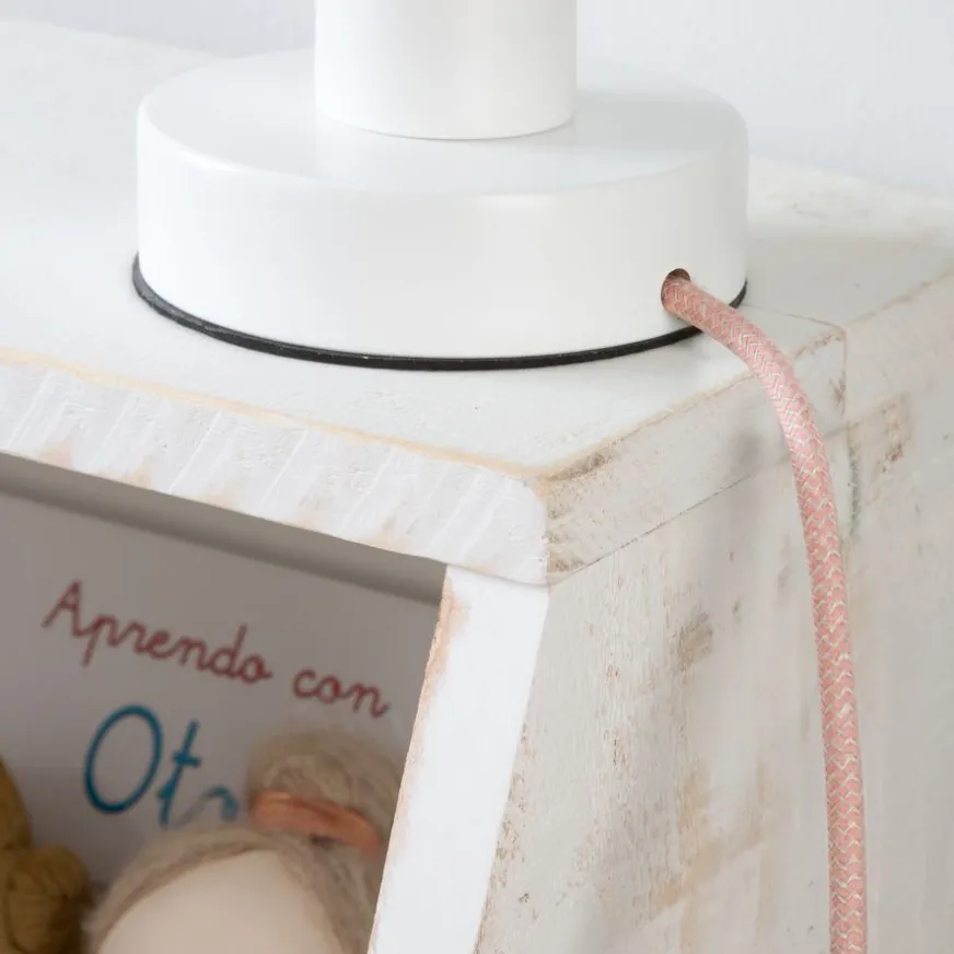 Enfant Banak Lille Lampe de table blanche-câble rose