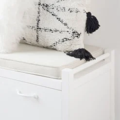 Banak Loen Banc avec rangement et coussins laqué en blanc