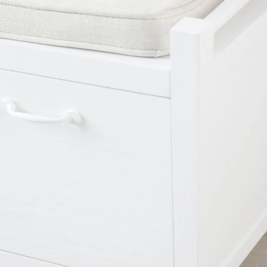 Banak Loen Banc avec rangement et coussins laqué en blanc