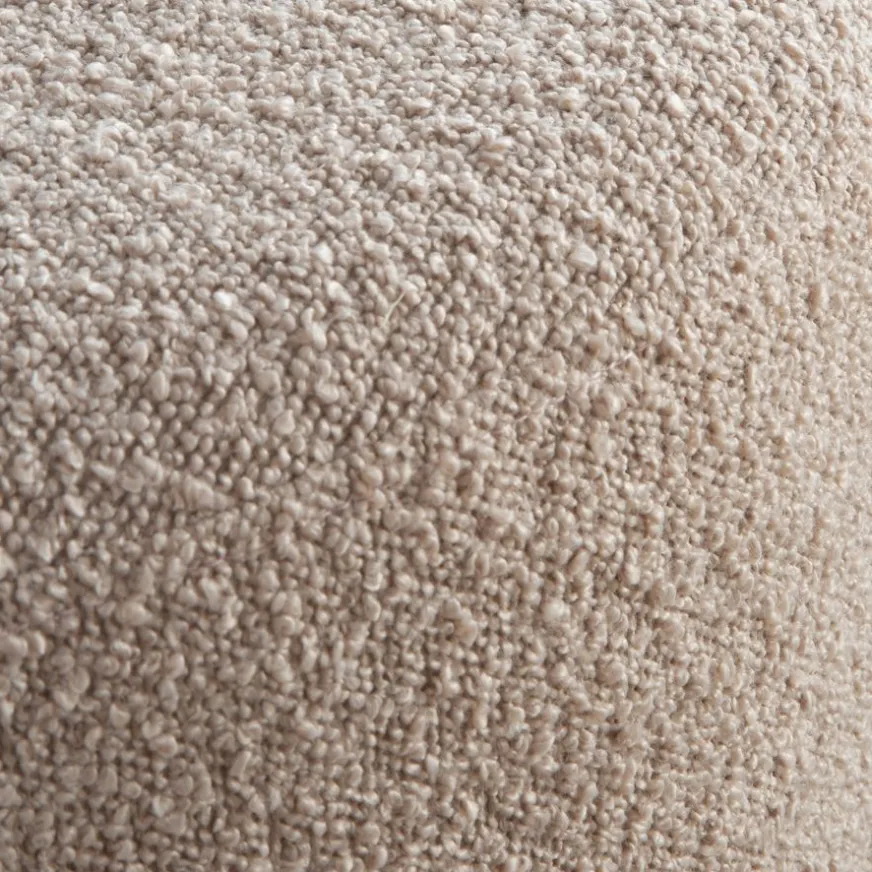 Banak Lucie Puf de salón redondo tapizado en borreguito rosa