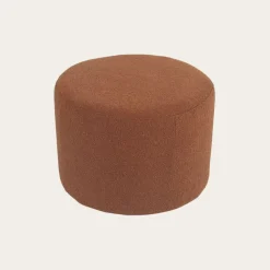 Banak Lucie Puf de salón redondo tapizado en borreguito terracota