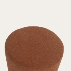 Banak Lucie Puf de salón redondo tapizado en borreguito terracota