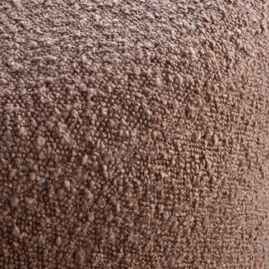 Banak Lucie Puf de salón redondo tapizado en borreguito terracota