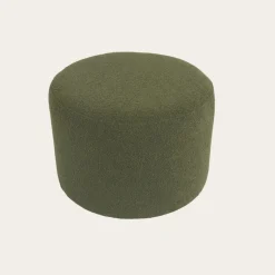 Banak Lucie Puf de salón redondo tapizado en borreguito verde