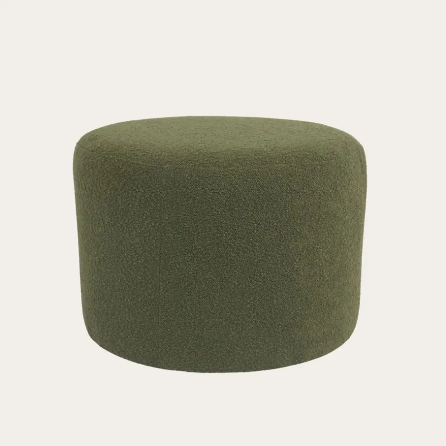 Banak Lucie Puf de salón redondo tapizado en borreguito verde