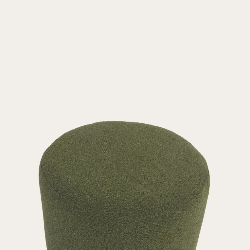 Banak Lucie Puf de salón redondo tapizado en borreguito verde