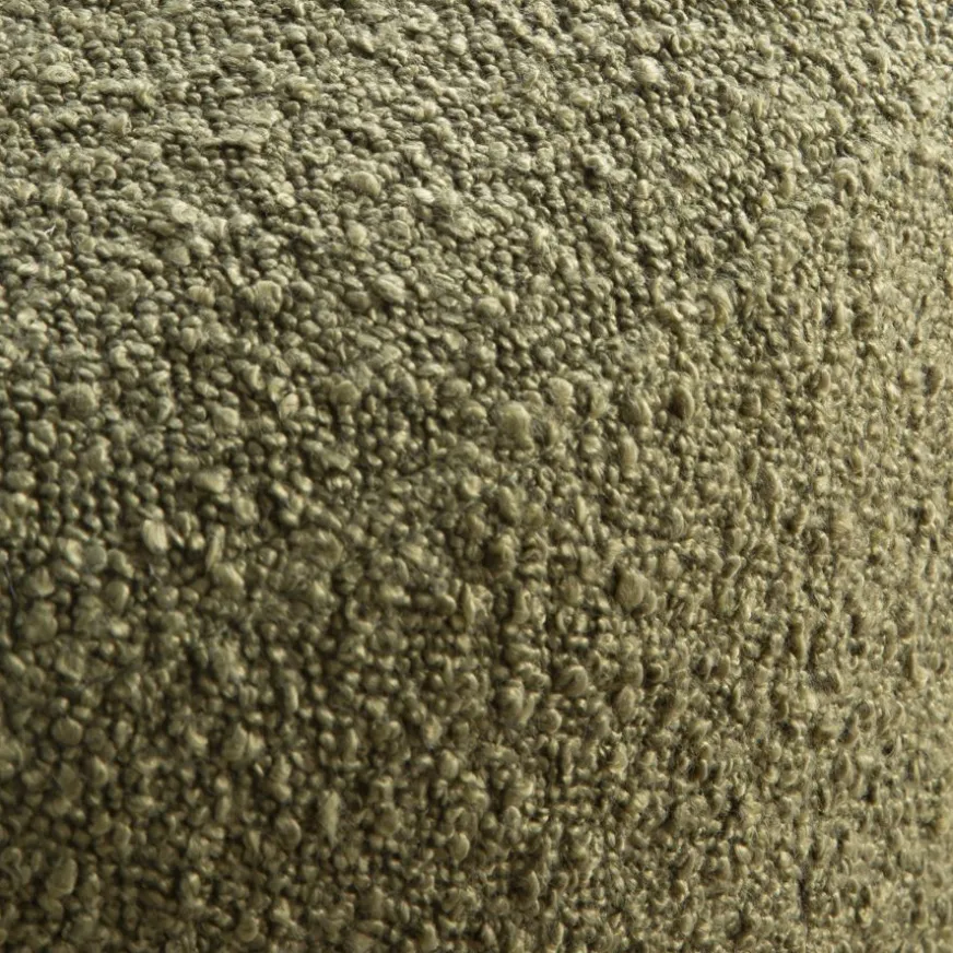 Banak Lucie Puf de salón redondo tapizado en borreguito verde