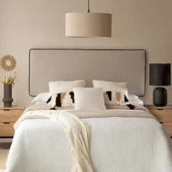 Banak Madary Tête de lit rembourrée beige pour lit de 150 et 160