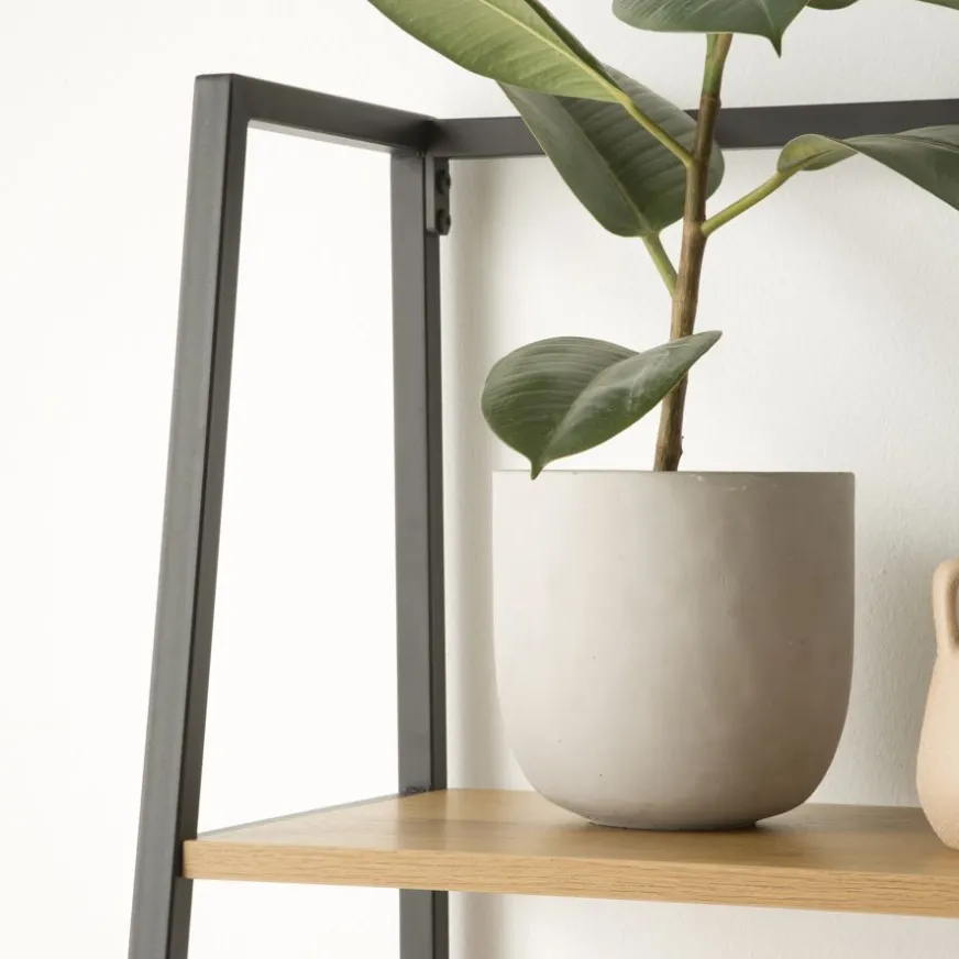 Banak Madison étagère échelle en chêne sauvage et métal noir