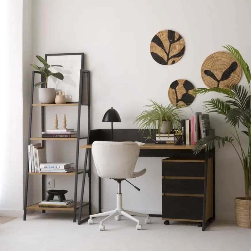 Banak Madison étagère échelle en chêne sauvage et métal noir