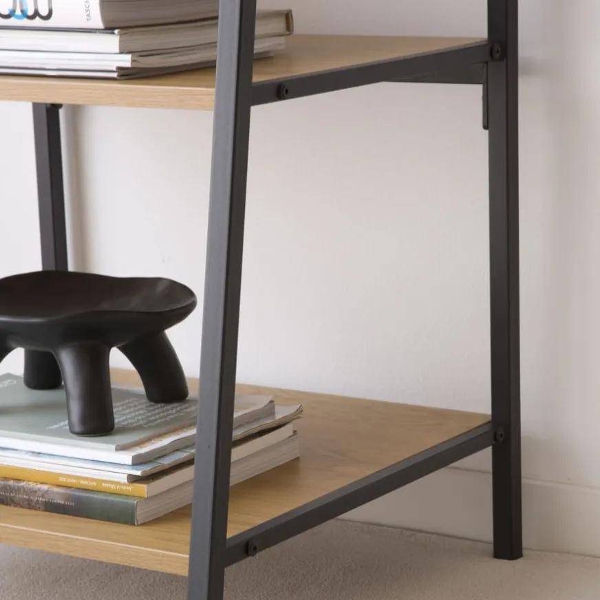 Banak Madison étagère échelle en chêne sauvage et métal noir