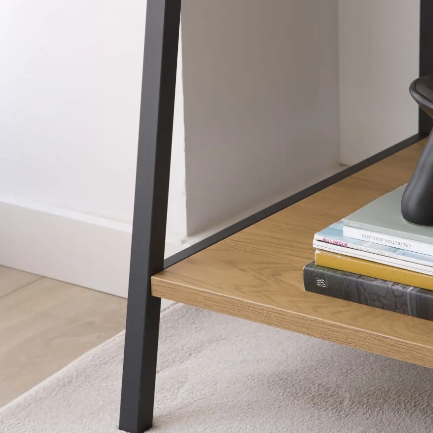 Banak Madison étagère échelle en chêne sauvage et métal noir