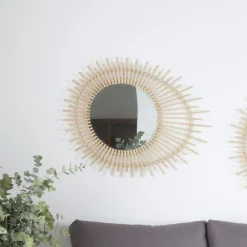 Banak Maia Miroir mural en rotin naturel