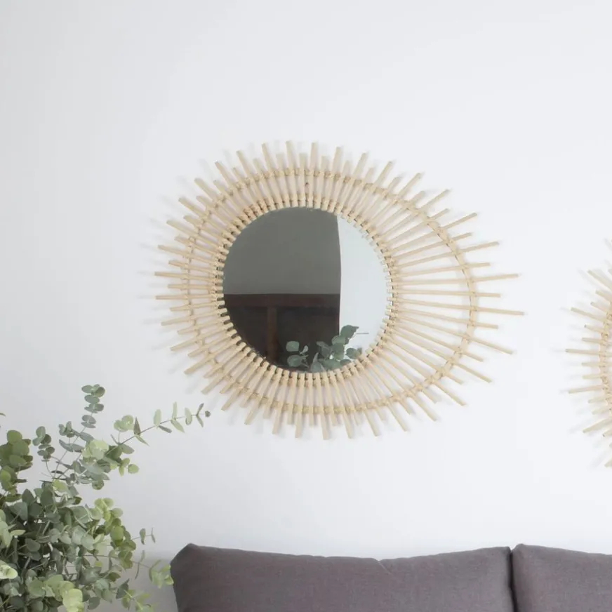 Banak Maia Miroir mural en rotin naturel