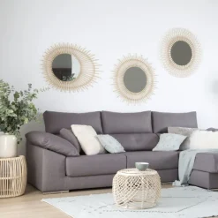 Banak Maia Miroir mural en rotin naturel