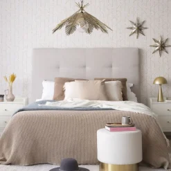 Banak Maira Tête de lit capitonnée beige pour lit de 150 et 160