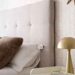 Banak Maira Tête de lit tapissée beige pour lit de 140