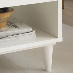 Banak Margot Table basse relevable en bois laqué blanc