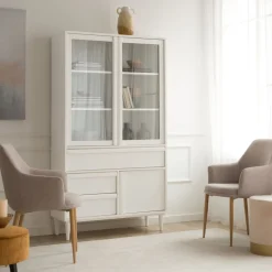 Banak Margot Vitrine en bois laqué blanc