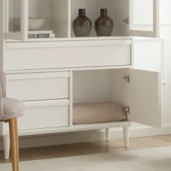 Banak Margot Vitrine en bois laqué blanc