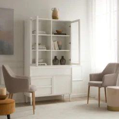 Banak Margot Vitrine en bois laqué blanc