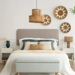 Banak Marti Tête de lit tapissée en taupe pour lit de 140