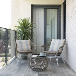 Banak Mattia Table basse de jardin en rotin synthétique