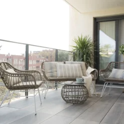 Banak Mattia Table basse de jardin en rotin synthétique