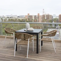 Banak Melbu Chaise de jardin en rotin synthétique et aluminium blanc