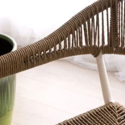 Banak Melbu Chaise de jardin en rotin synthétique et aluminium blanc