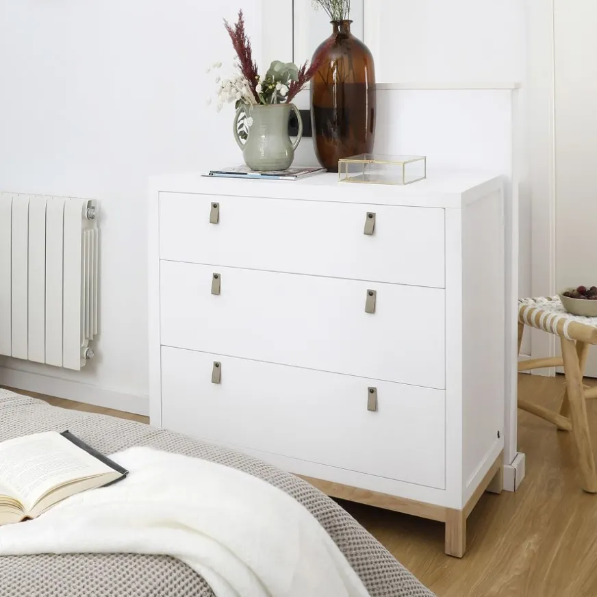 Enfant Banak Milos Commode en bois blanc et naturel
