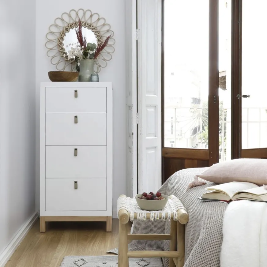 Enfant Banak Milos Commode en bois blanc et naturel