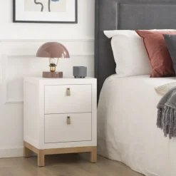 Enfant Banak Milos Table de nuit blanche et naturelle