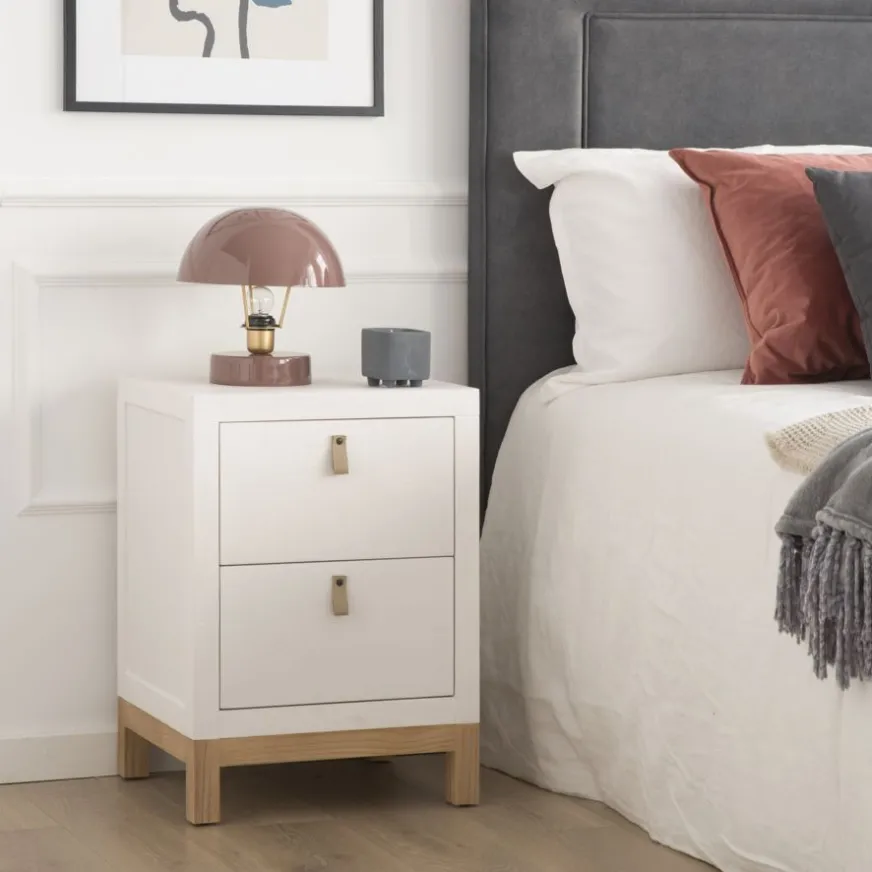 Enfant Banak Milos Table de nuit blanche et naturelle