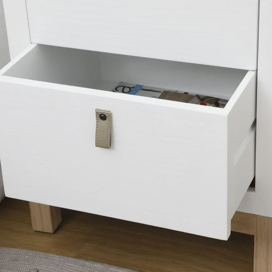 Enfant Banak Milos Table de nuit blanche et naturelle