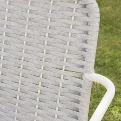 Banak Mink Chaise de jardin en corde couleur gris et aluminium blanc