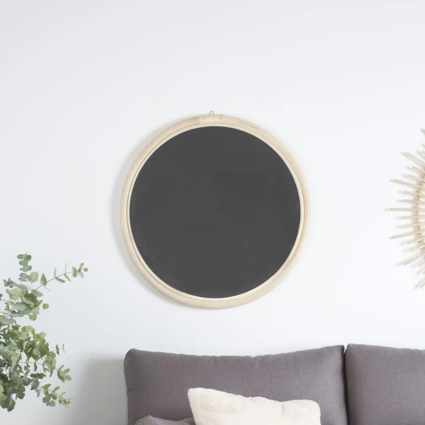Banak Moita Est un miroir rond en rotin naturel