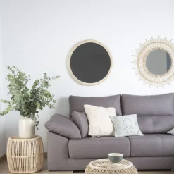 Banak Moita Est un miroir rond en rotin naturel